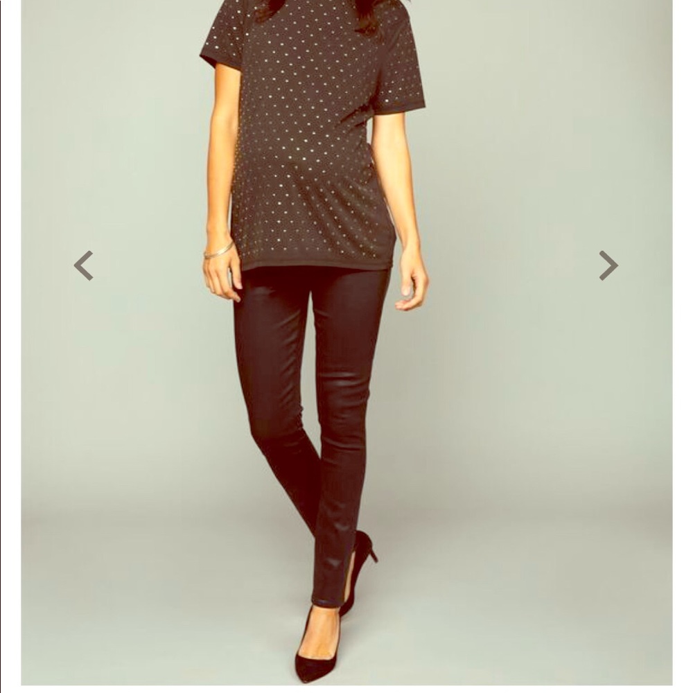 Paige Maternity Side Panel Black Coated De…